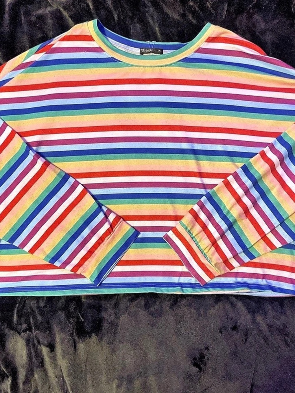 SHEIN Plus Size Rainbow Striped Long Sleeve Top in 4XL